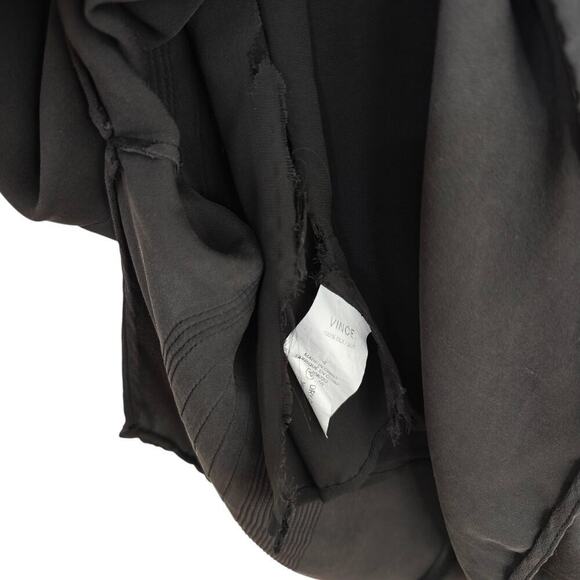 Vince Silk Pintuck Pleats Shift Dress Womens Size 4 Black V-Neck Long Sleeves - Picture 13 of 13